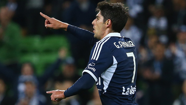 Finkler celebrates one of his two strikes against the Mariners.
