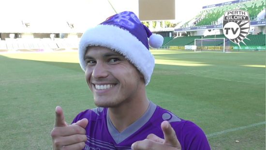 Perth Glory players sing “We wish you a Merry Christmas”