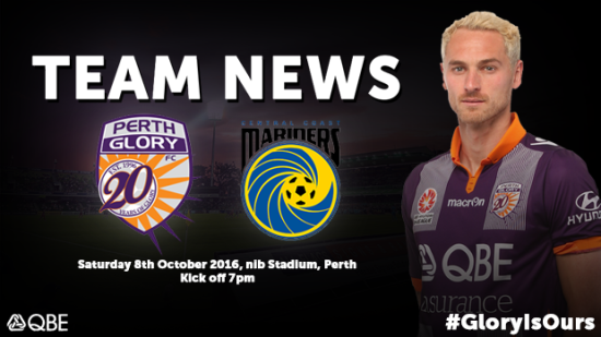 Team News: Perth Glory FC vs Central Coast Mariners